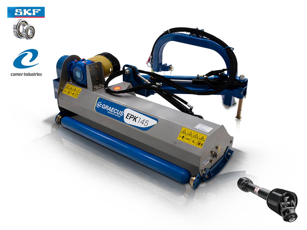 Καταστροφέας υδραυλικός επικλινής με σφυριά EPK165 Πλάτος εργασίας : 1650 mm Βάρος : 318.0 kg Προτεινόμενη ιπποδύναμη : 35 – 55 Hp