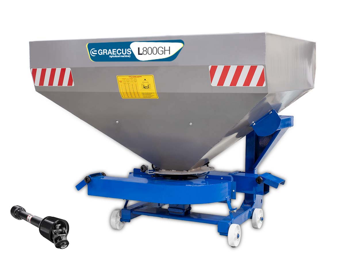 Λιπασματοδιανομέας υδραυλικός με διπλή γραμμική L800GH Χωρητικότητα : 800 lt Δίσκοι : 1 Προτεινόμενη ιπποδύναμη : 40 Hp